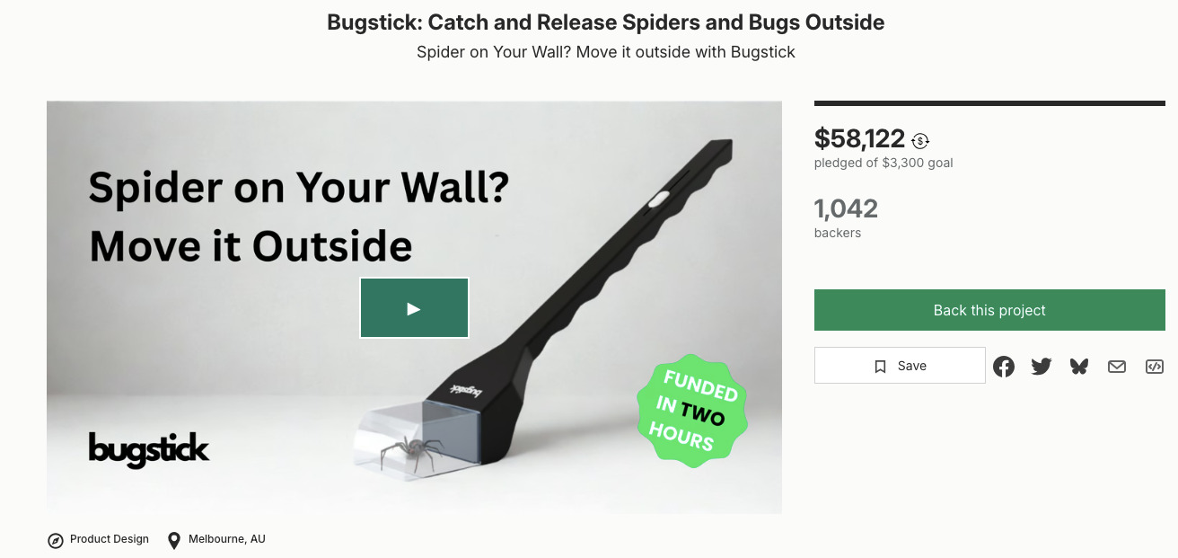 Bugstick: Catch and Release Spiders and Bugs Outside| Boostfunders
